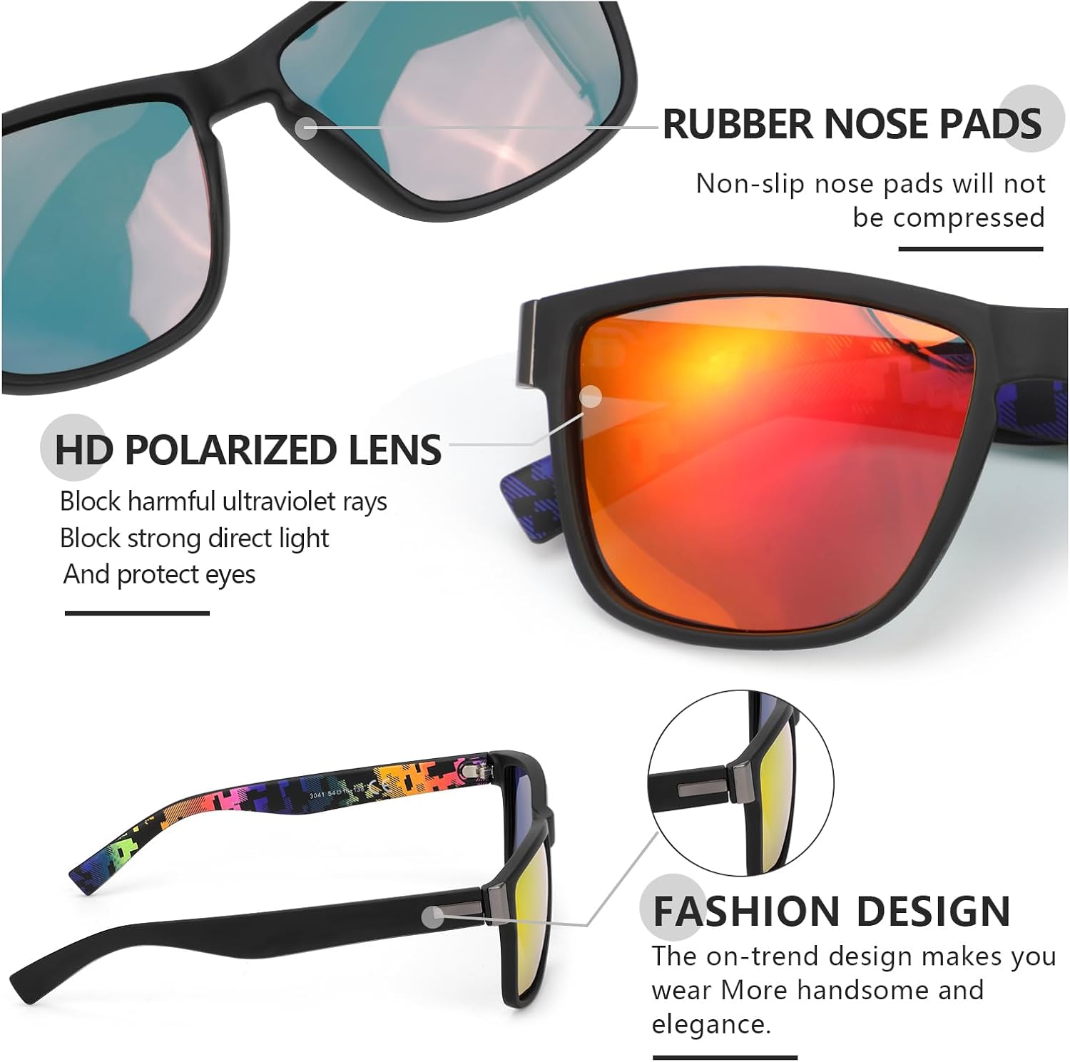 Hifot Polarized Sunglasses Men Women 3 Pairs, Sun Glasses for Cycling Driving Fishing, Sports Eyeglasses for Running Golf - Image 3