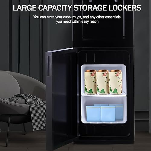 Miniatura 7 de JNTKE Dispensador de agua de carga superior fría y caliente de 5 galones, bloqueo de seguridad para niños, bandeja de goteo extraíble, gabinete de