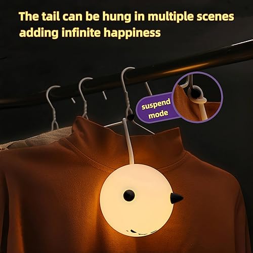 Miniatura 5 de Linda luz nocturna de monstruo para niños, linda lámpara de monstruo de silicona suave, 3 niveles, regulable, cambiante, recargable, para lactancia,