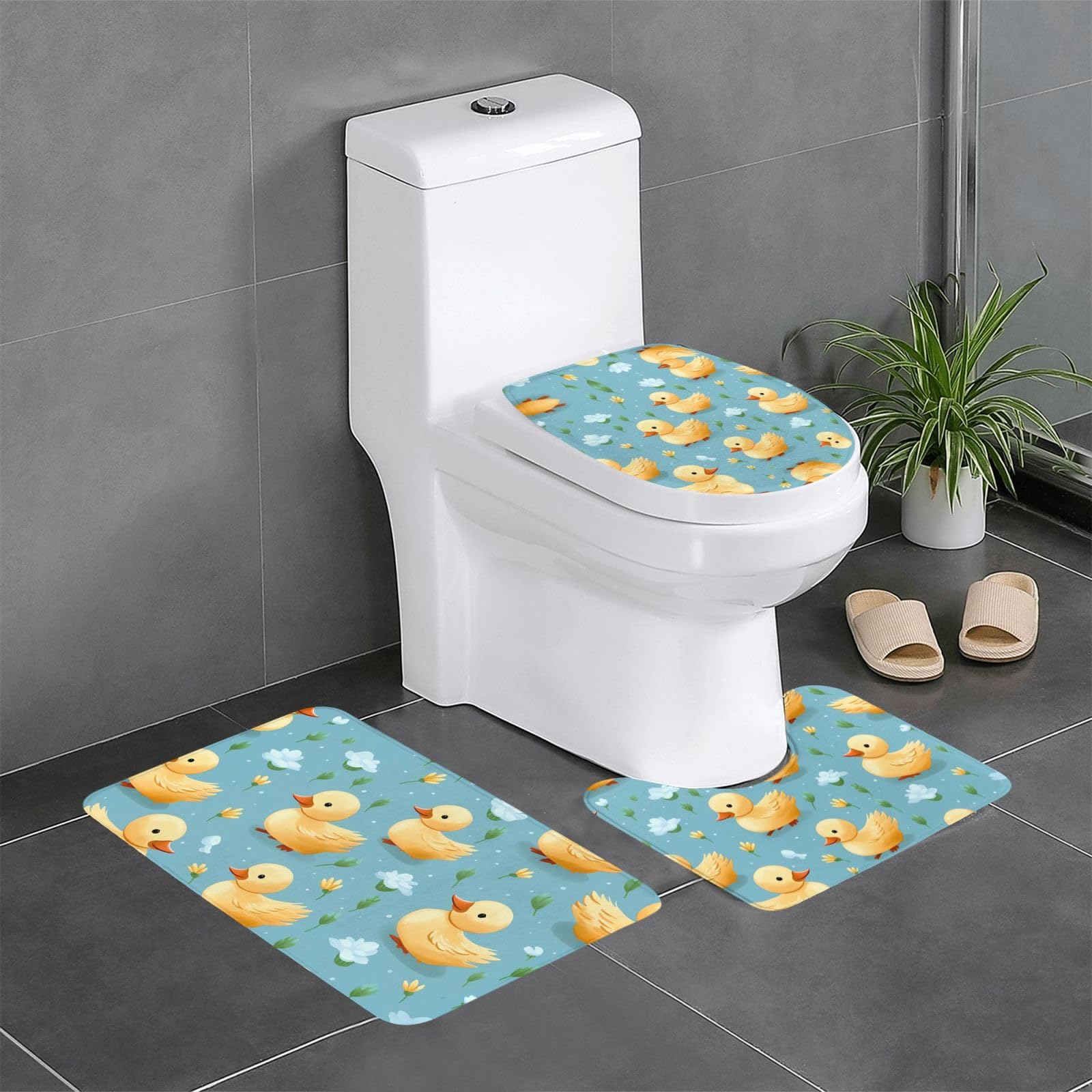 Tapis de bain antidérapant floral lot de 3 absorbant et facile à nettoyer