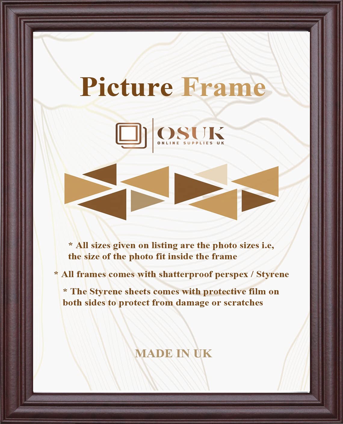Online2home Mahogany Osuk Antique Style 11X9 Inch Frame Photo Frame With Clear Perspex Front & Wall Mounting To Hang Portrait Or Landscape (, 11X9 Inch)