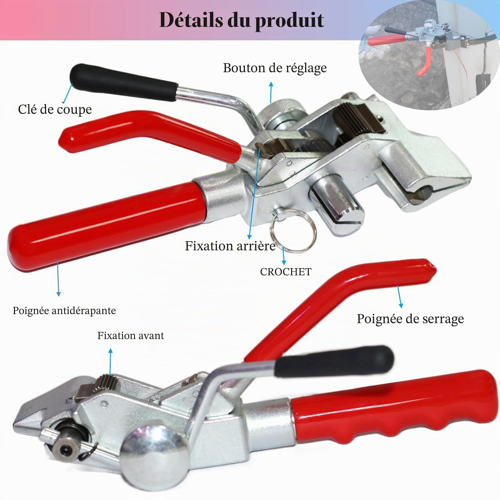 Kit de cerclage de palette en acier - Tendeur et cutter - Avec 100 boucles - 1,9 cm x 30,5 m