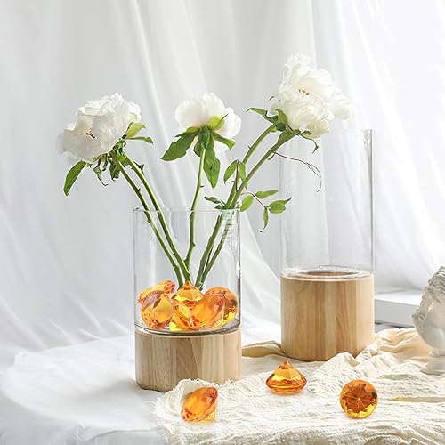 Miniatura 7 de 100 gemas de diamantes acrílicos, diamantes acrílicos naranjas de 1 pulgada, piedras preciosas acrílicas de 1 pulgada, gemas falsas de plástico para