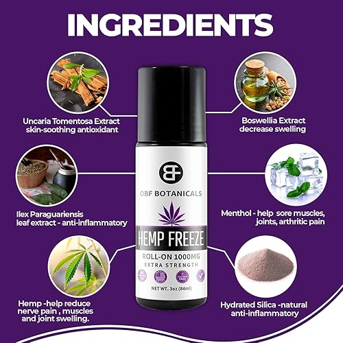 Miniatura 5 de OBF BOTANICALS - Rollo de cáñamo en rollo de 3 onzas, efecto instantáneo tópico para aliviar el dolor, extracto de cáñamo y mentol concentrado para