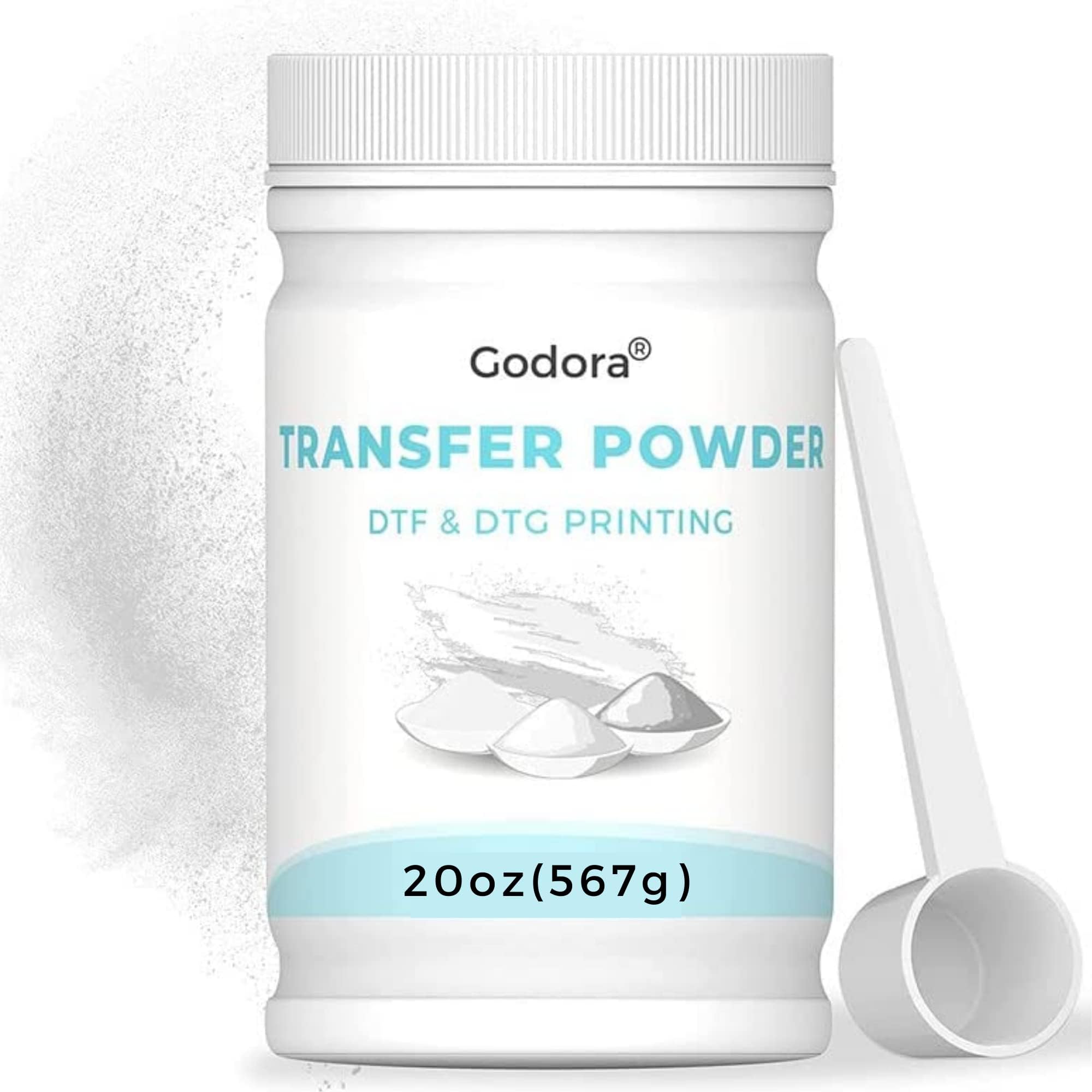 Godora DTF White Digital Transfer Hot Melt Adhesive, Pretreat Powder for Dark Garments, Compatible with All DTF & DTG Printers, 567g - 20oz