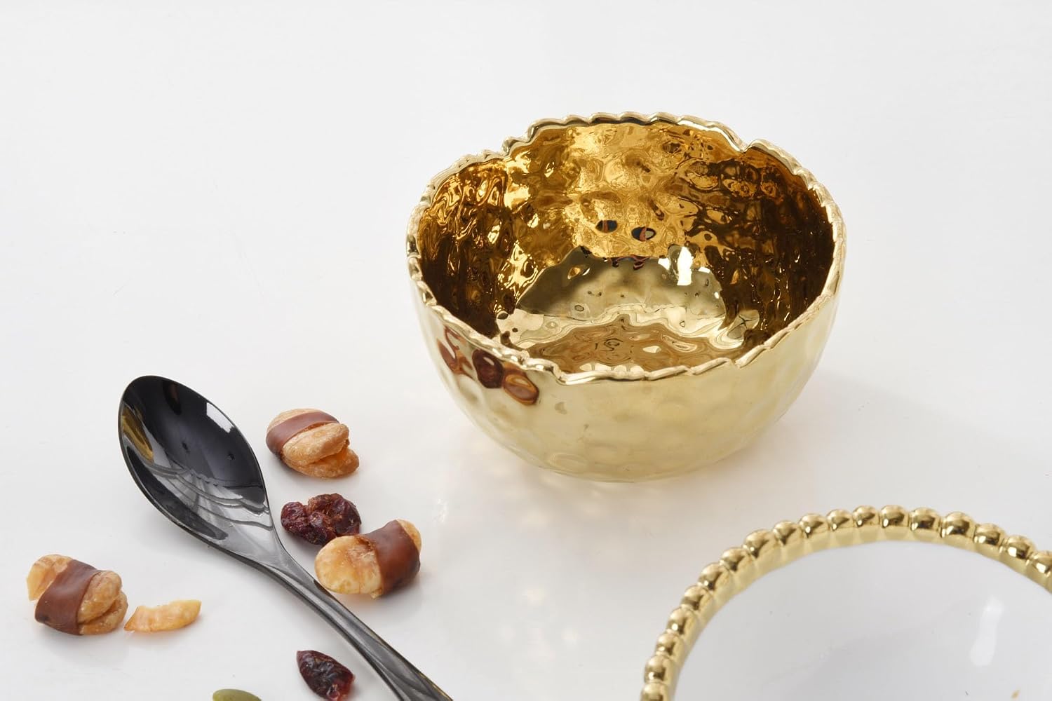 Pampa Bay Golden Millennium 4-inch Porcelain Snack Bowl, Gold