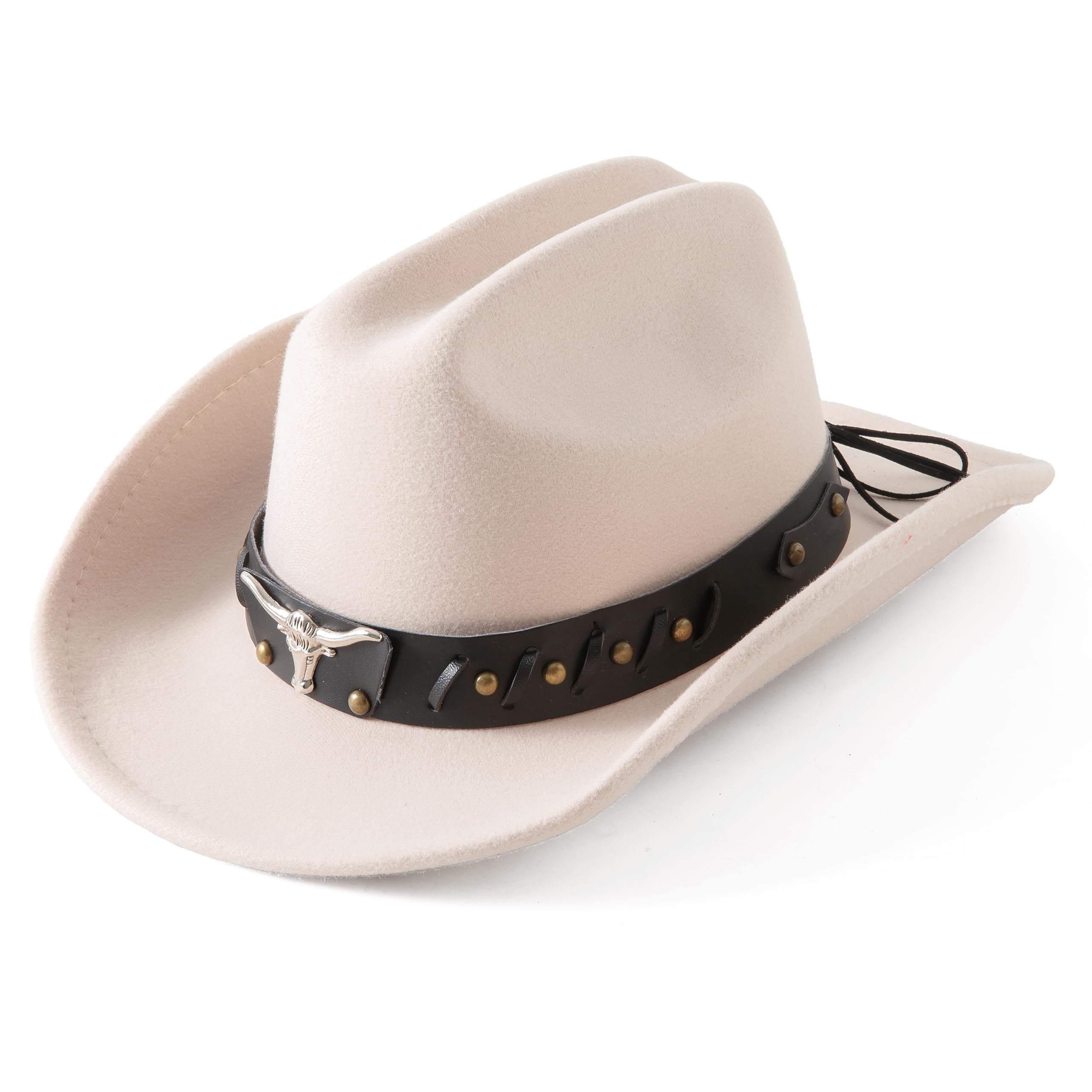 Lanzom Cappello da cowboy per donne e uomini con cappello western in feltro a tesa larga modellabile per cowboy e cowgirl