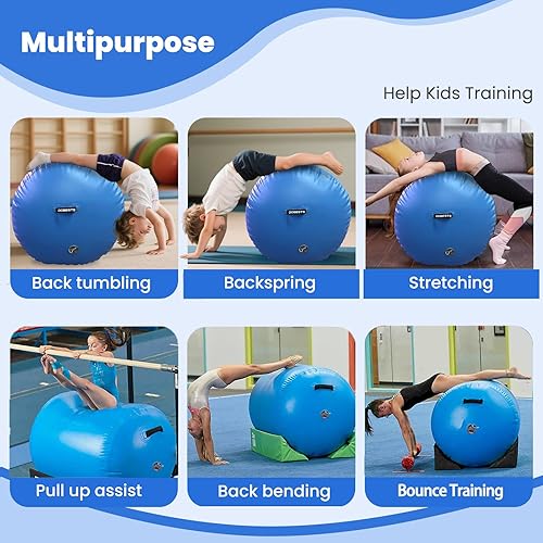 Miniatura 10 de DOBESTS Colchoneta inflable de gimnasia de 6.6 pies, 10 pies, 13 pies, 16 pies, 20 pies 48 pulgadas de grosor, rodillo de gimnasia con bomba de aire
