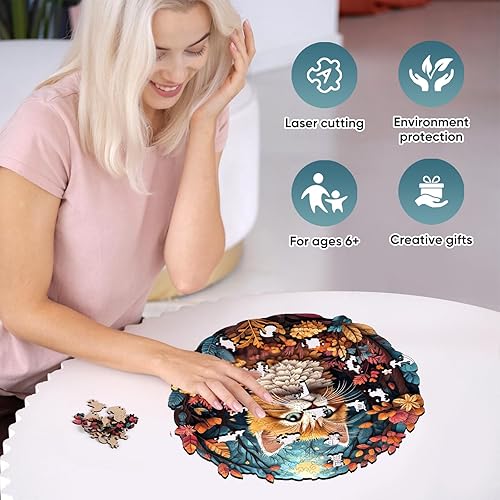 Miniatura 3 de Qiuenisray Rompecabezas de madera, lindo rompecabezas de 500 piezas de forma única de madera avanzada, rompecabezas desafío para juego familiar