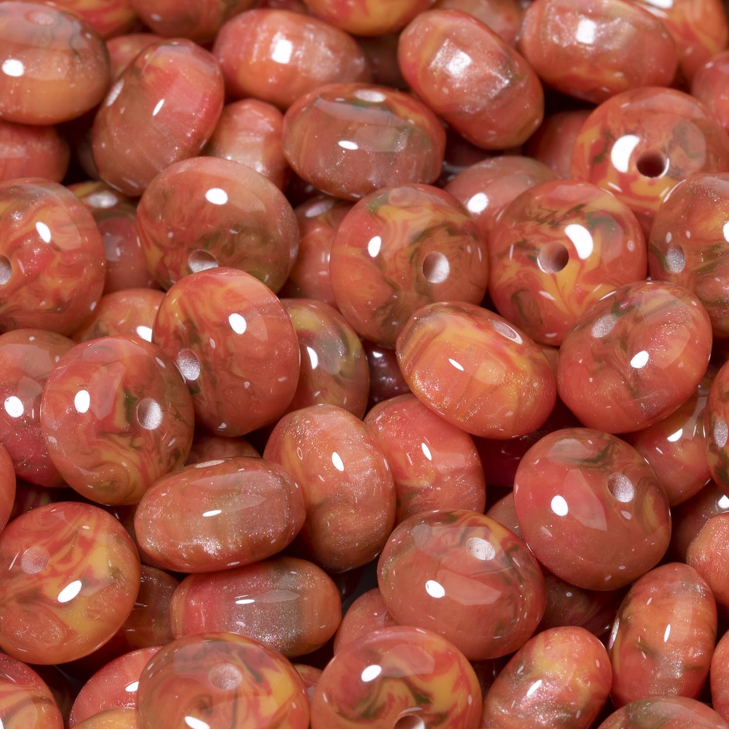 Perles en résine orange boulier 10x6mm loisirs créatifs collier fabrication bijoux