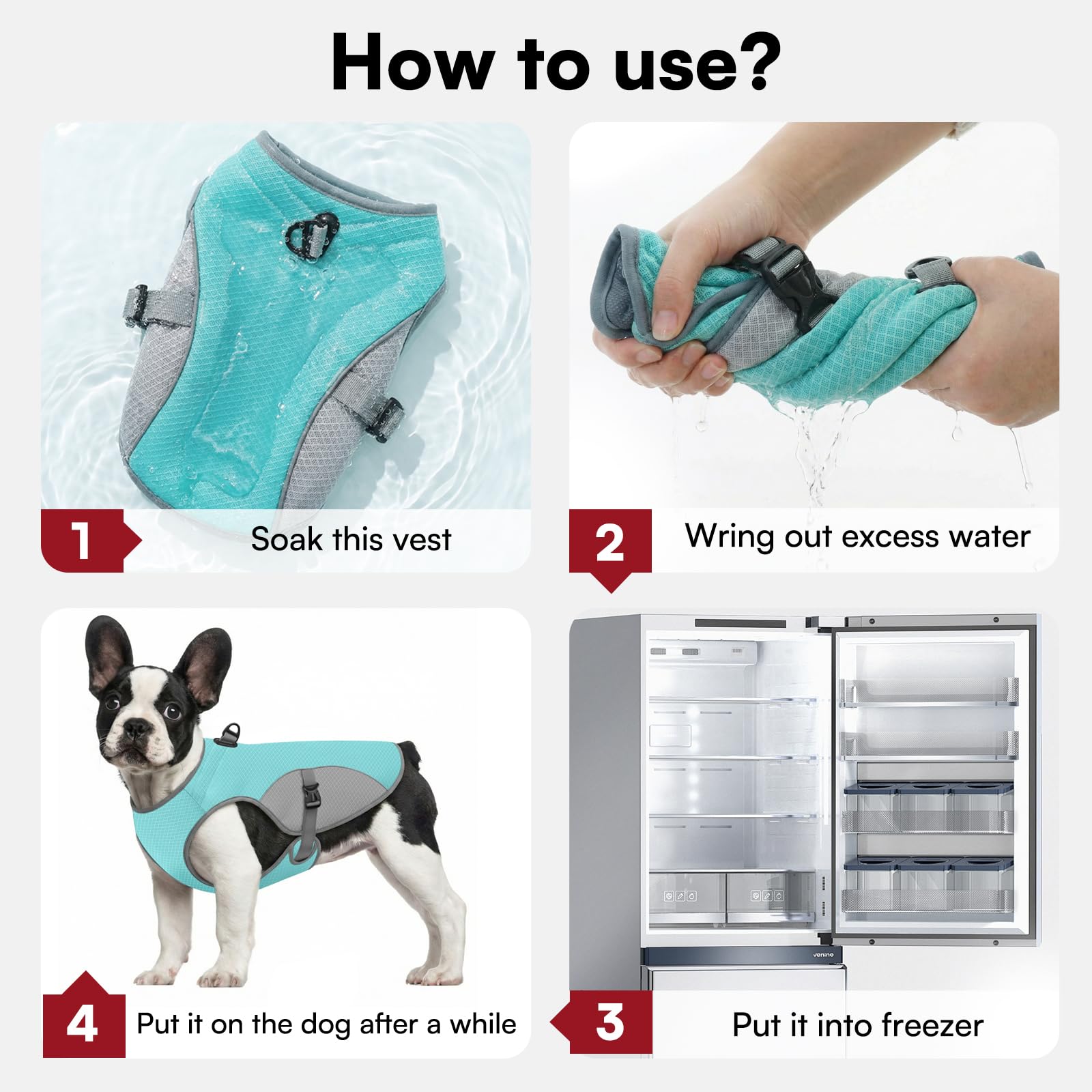 Preferhouse Dog Cooling Vest for Medium Dogs, Dog Cooling Jacket with Mesh and D Ring, Pet Reflective Stripe Jacket for Summer, Blue-M - 5