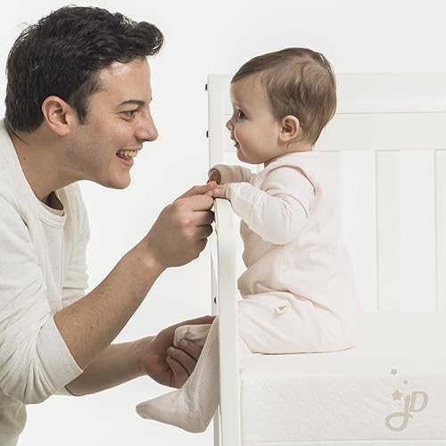 Miniatura 7 de Juniper Dreams Colchón para cuna Breathe de 5 pulgadas, soporte firme para bebés, hipoalergénico y repelente al agua, lavable a máquina, funda de