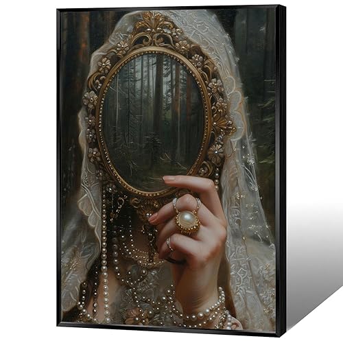 Unframed Classical Victorian Canvas Posters Retro Woman Mirror Wall Art