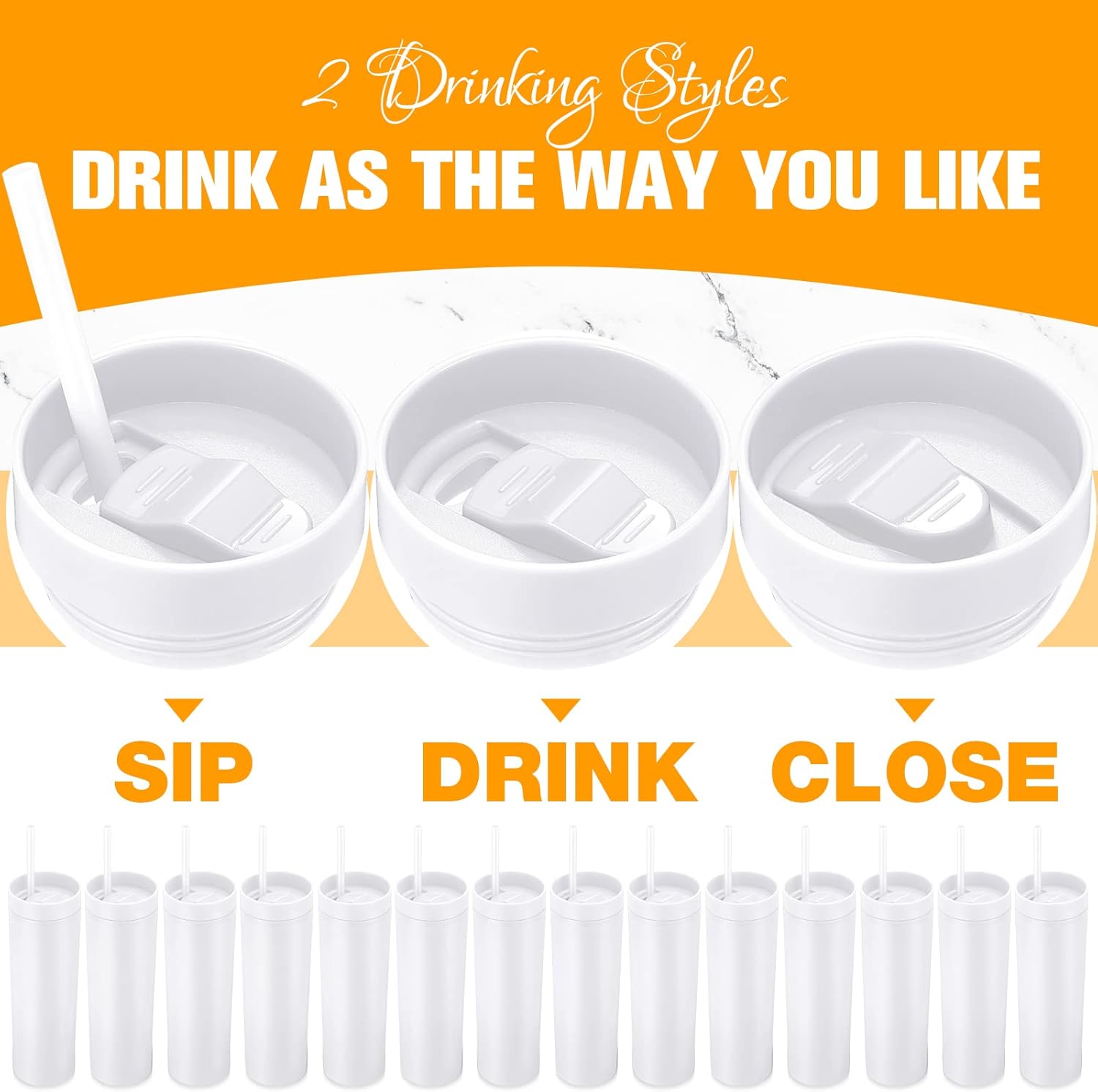 30 Pcs Skinny Tumbler with Lid and Straw, 16 oz Matte Acrylic Tumbler Insulated Double Wall Plastic Reusable Cups Vinyl Customized DIY Gifts for Parties, Birthday, Home, Office (White) - Image 4