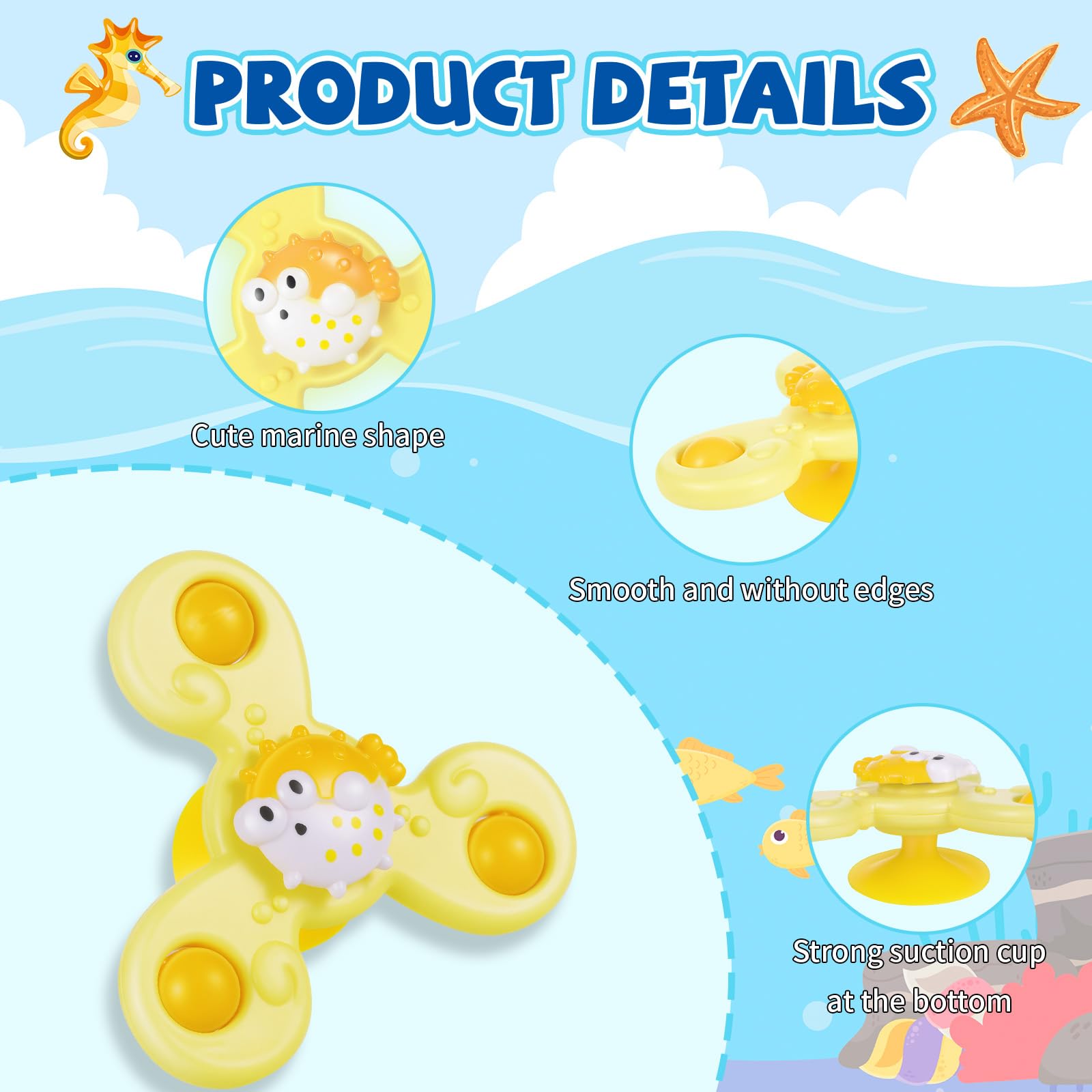 TranRantic 3PCS Suction Cup Spinner with Suction Cup, Spinning Sensory Learning - Image 3