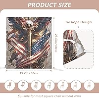 Vista 3 de 4th of July Independence Day White Warrior Bird Decorative Chair Protectors Covers for Retro Dining Chairs Removable Dorm Chair Cover Protector