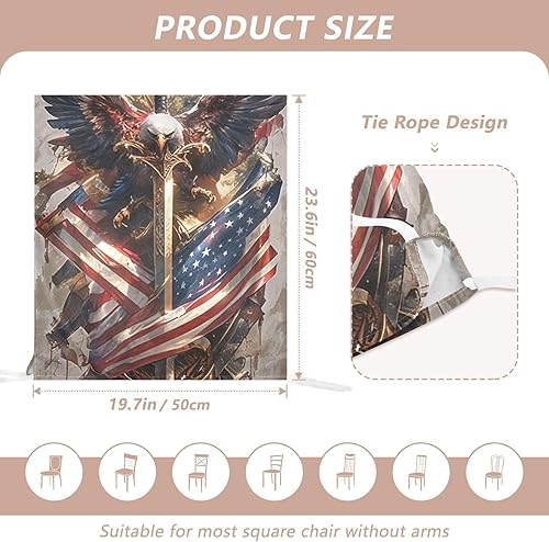 Miniatura 3 de 4th of July Independence Day White Warrior Bird Decorative Chair Protectors Covers for Retro Dining Chairs Removable Dorm Chair Cover Protector para