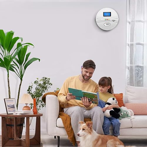 Miniatura 6 de Paquete de 2 detectores de humo detector de monóxido de carbono, detector combinado de alarma de monóxido de carbono de humo alimentado por batería,