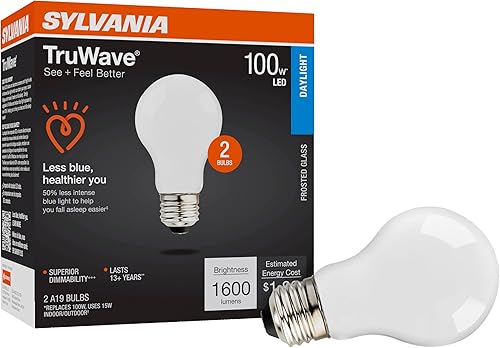 Miniatura 10 de Sylvania - Bombilla LED TruWave Natural Series A19, equivalente a 100 W, eficiente 15 W, 1600 lúmenes, base mediana, regulable, esmerilado, 3000 K,