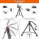 MagicLine 65.7 inch Heavy Duty Aluminum Video Camera Tripod with Fluid Head, 2 Pan Bar Handles, Adjustable Mid-Level Spreader,QR Plate, Max Load 26.5 LB for Canon Nikon Sony DSLR Camcorder Cameras