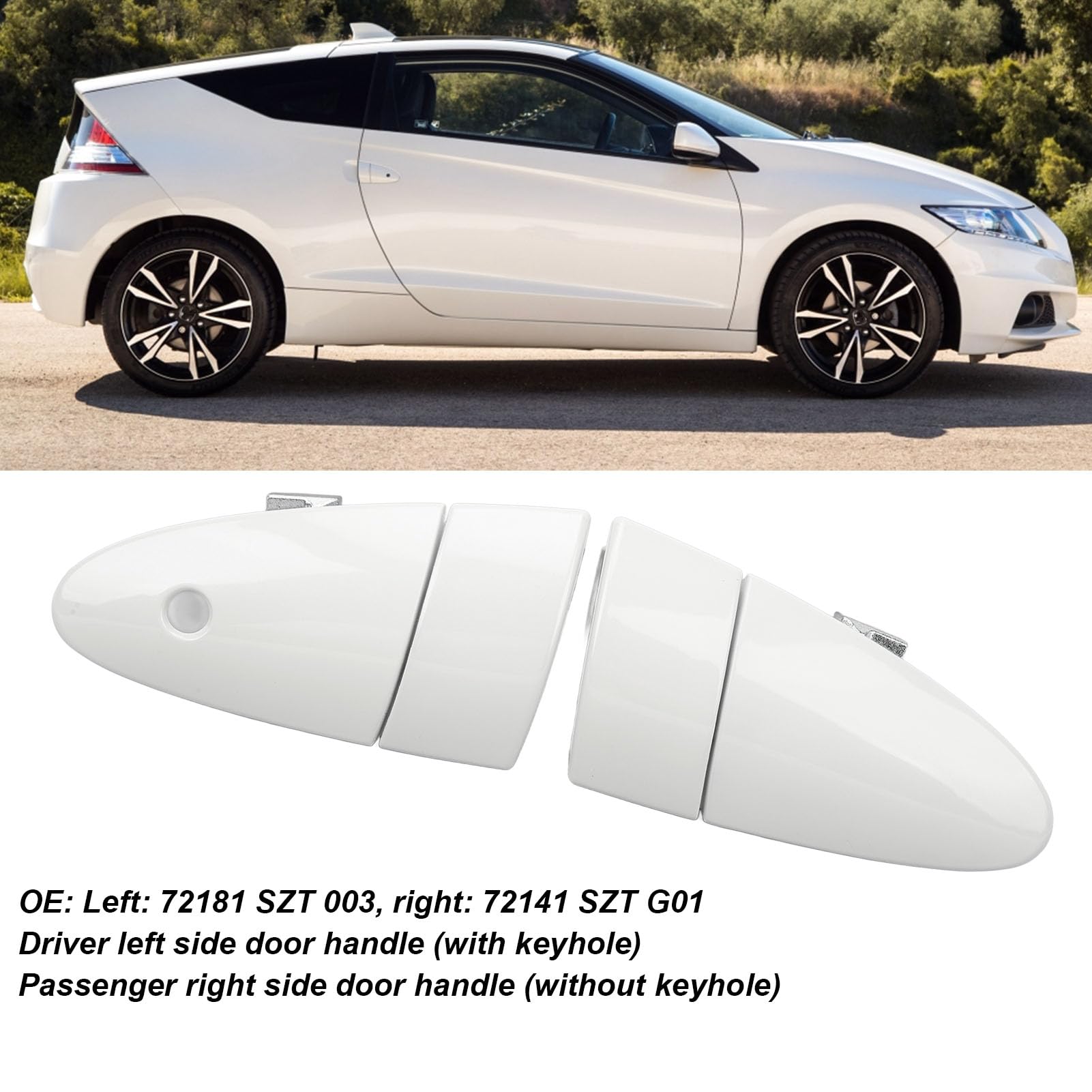 Cocoarm Zewnętrzna Klamka Drzwi Samochodu, materiał ABS, Płynna Praca, Pasuje do CR-Z 2011 do 2015, Klamka Lewego Prawego Drzwi (WHITE)
