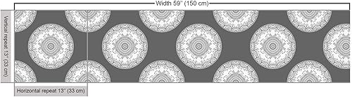 Vista 508 de Lunarable The Yard, tela azul real de The Yard, patrón de cerámica inspirado en el Medio Oriente estilo marroquí, estampado oriental, tela de satén