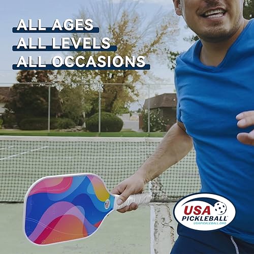Miniatura 7 de Juego de 2 Palas de Pickleball con 4 Pelotas - Superficie de Fibra de Vidrio Aprobada por USAPA, Ligero, Agarre Antideslizante - Juego de Palas
