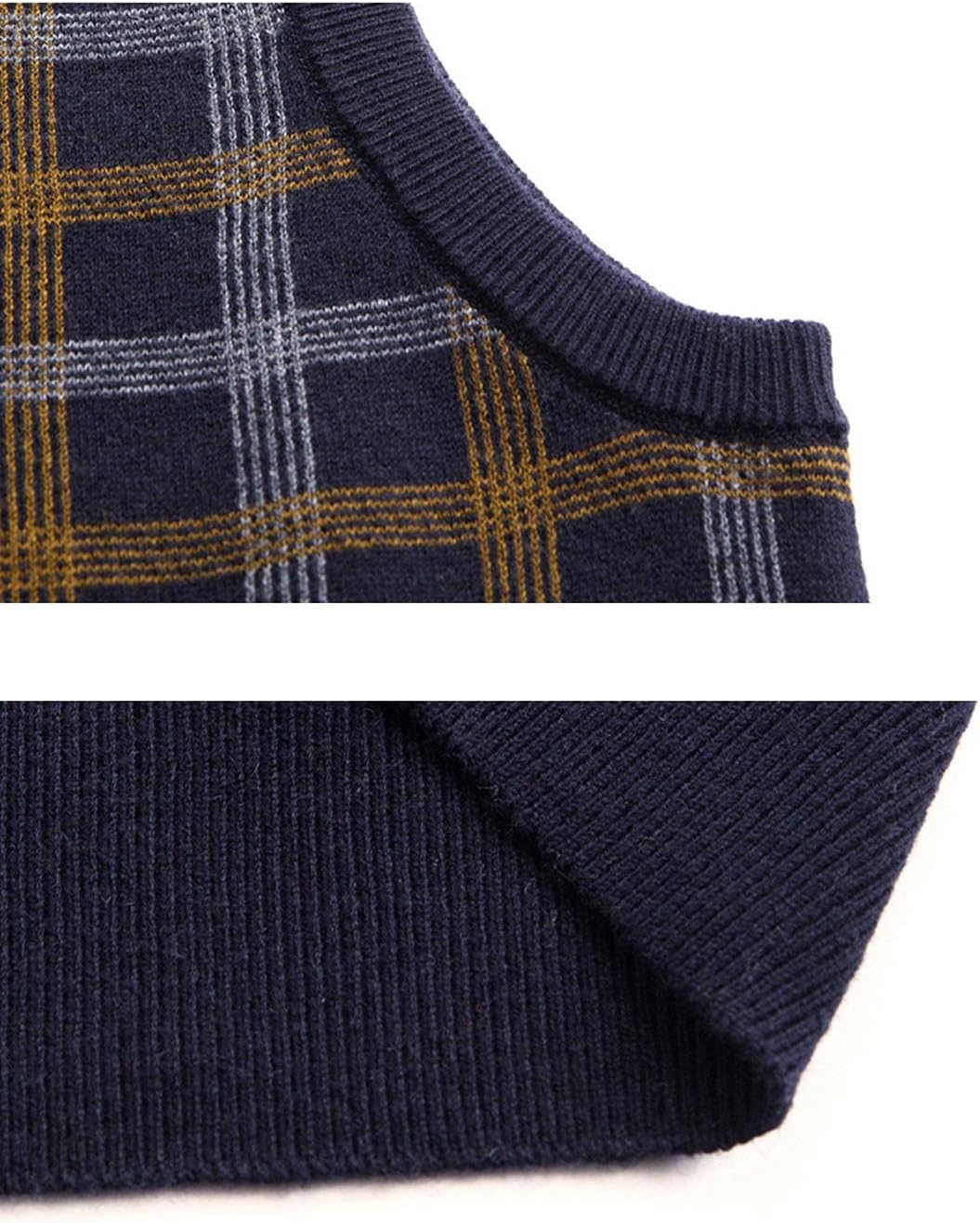 Flygo Men's Slim Fit Plaid Knitted V-Neck Sweater Vests Pullover