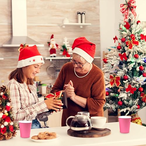 Miniatura 2 de Vasos de papel desechables, 60 vasos de papel rosa para bricolaje, boda, fiesta, picnic, barbacoa, viajes y eventos, 8 onzas (rosa)