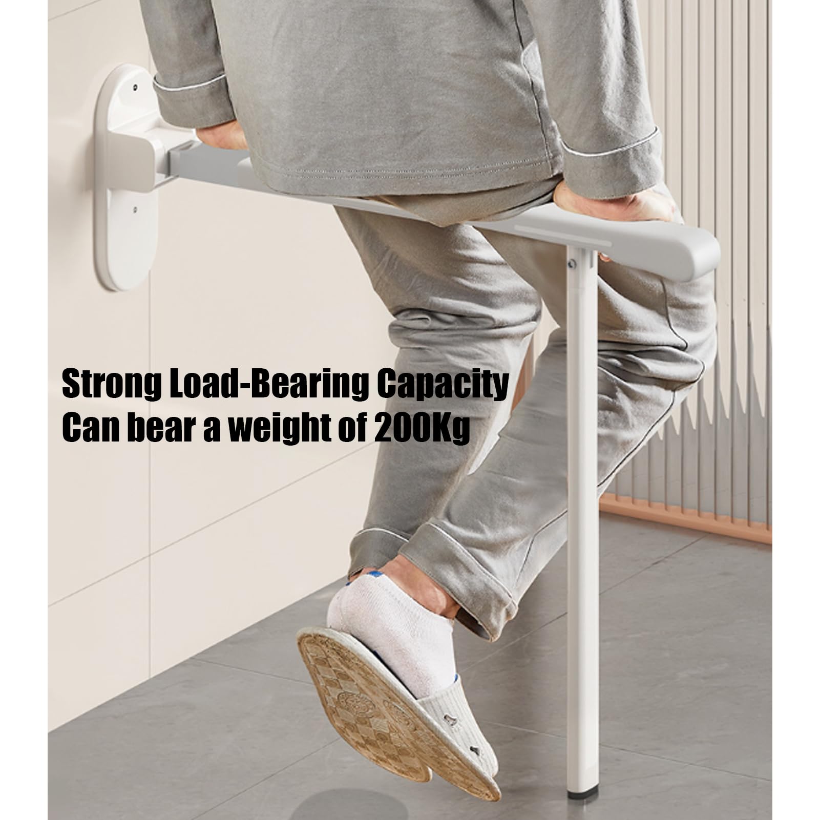 Barra Abatible Baño Minusvalido, Barra De Seguridad Para Baño Acero Inoxidable Rotación Vertical De 90 ° Con Función De Visión Nocturna,Soporta Hasta 200 Kg Para Ancianos Y Materna (Black)