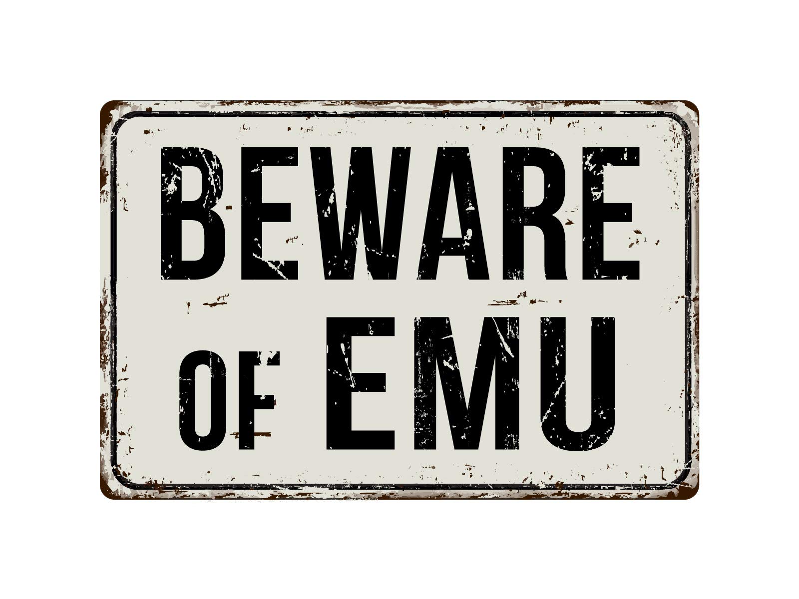 Deerts Metallschild 'Beware Of Emu' - 20,3x30,5 Cm Aluminium, Wetterfest, Für Innen & Außen