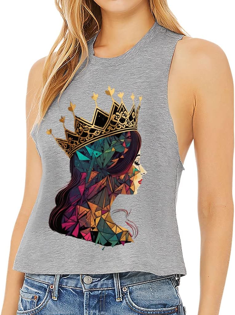 Cute Princess Racerback Cropped Tank - Crown Women's Tank - Printed Tank Top