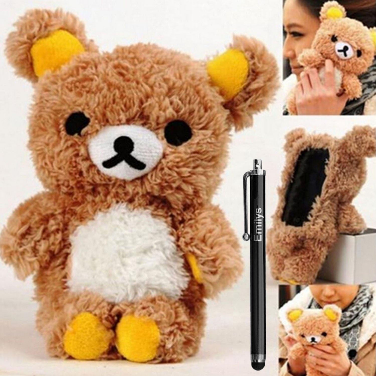 LUVI for iPhone 8/7 Plus Furry Plush Case Fur Hair Cute 3D Bear Style Lovely Cool Protective Cover Fuzzy Fluffy Fashion Luxury Winter Warm Case for iPhone 8 Plus/iPhone 7 Plus Brown
