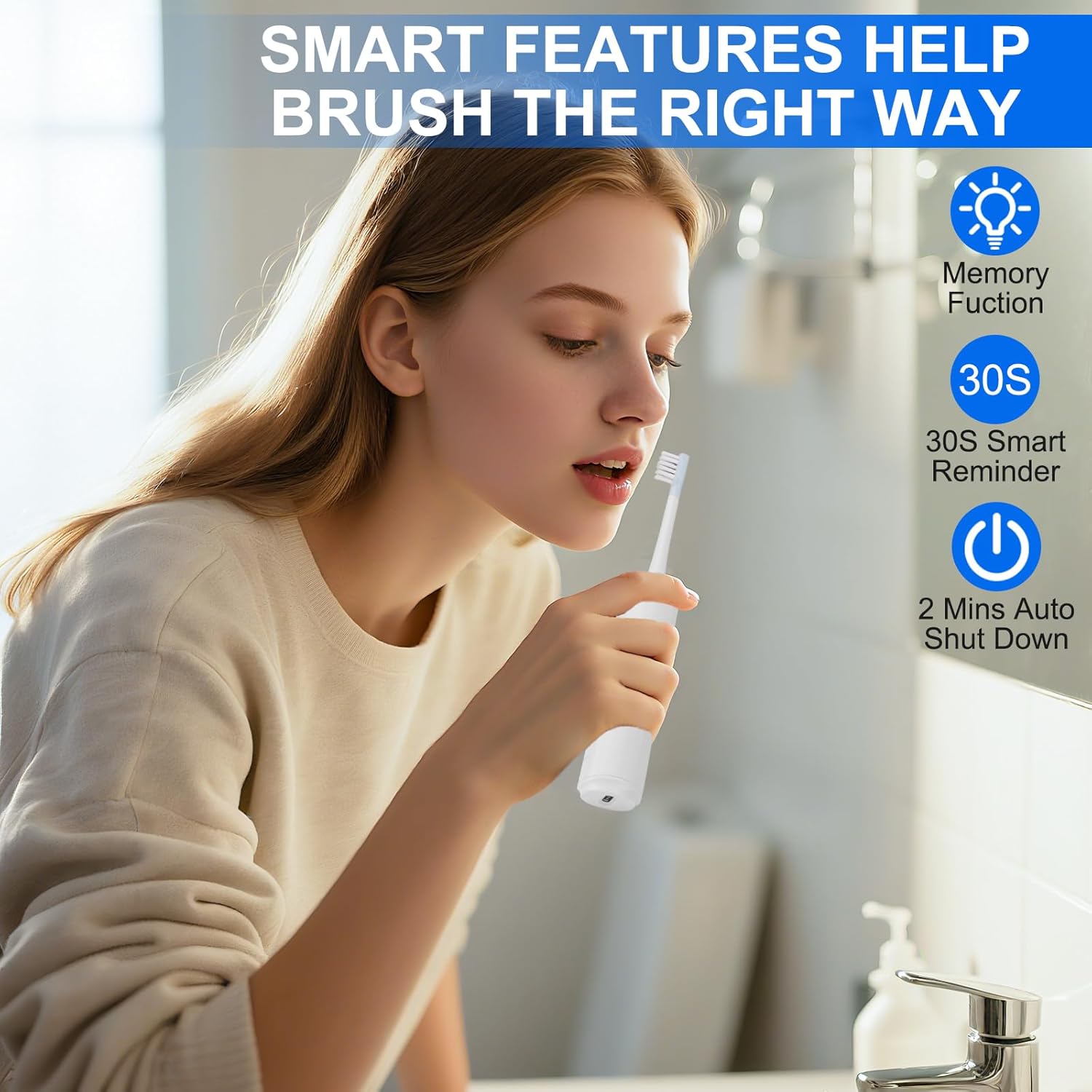 Rotating Electric Toothbrush for Adults, Rechargeable Sonic Electric Toothbrush with 2 Min Smart Timer, 4 Brushing Modes, Travel-Friendly with 2 Brush Heads, 40000VPM Motor