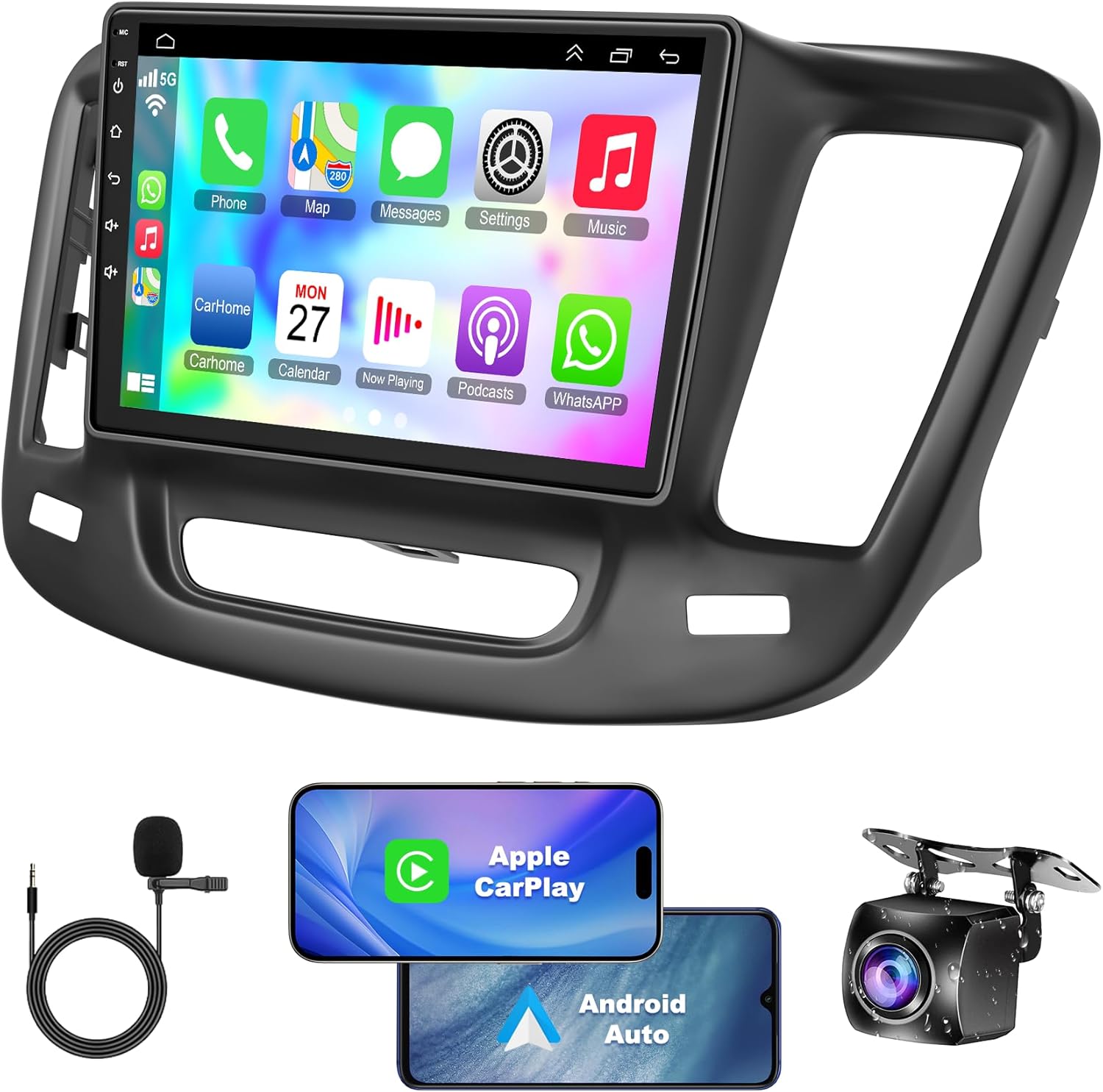 HD Touchscreen Car Radio for Chrysler 200C 2015 2016 2017 2018 2019, Android 13 System, 4GB RAM + 64GB ROM, Chrysler 200C Radio Support Wireless CarPlay & Android Auto, GPS Navigation & Bluotooth