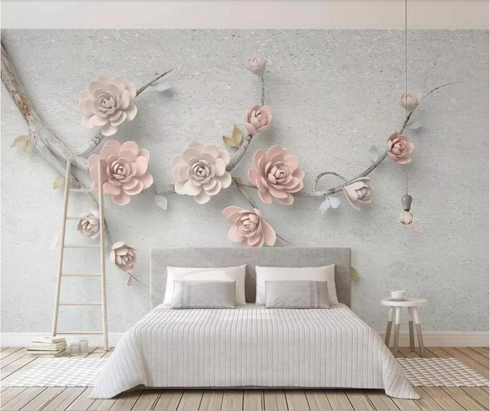 Papier peint mural 3d rose fleurs fraîches salon chambre tissu non tissé