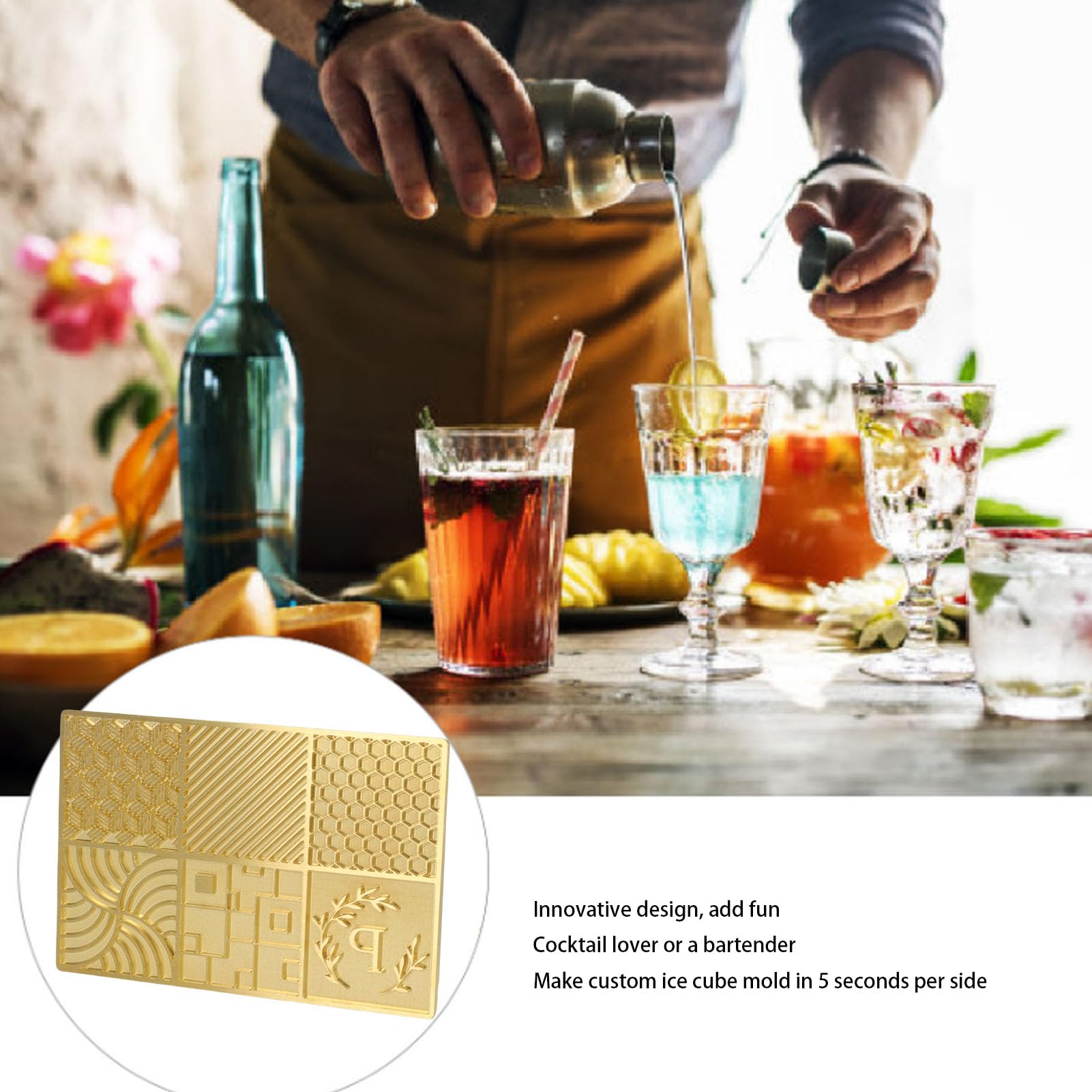Kadimendium Stempel na Kostki Lodu Kreatywny, Spersonalizowany Projekt Taca na Whisky koktajlową, Stylowa Prezentacja na Imprezy Craft Ice Stamp