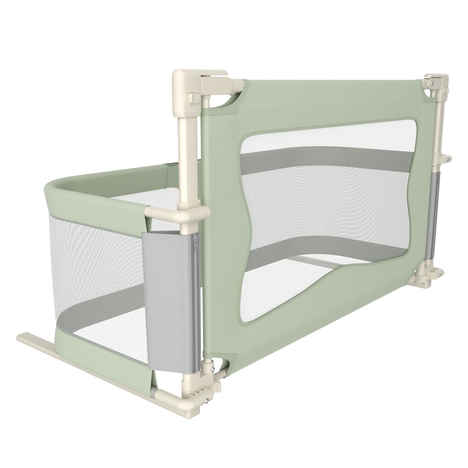 LANTUS Sponda Letto Bambini 2 in 1 Sbarra Letto Barriera Lettino o Cododo Lettino per Viaggi o Vacanze, Facile da Trasportare,120 * 50 * 105 cm (Verde menta)