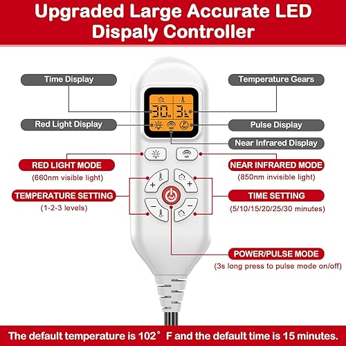 Miniatura 2 de ALDIOUS Luz roja e infrarroja para pies y tobillo, dispositivo de zapato de luz roja LED de 660 nm y 850 nm con modo de pulso, temperatura de 3