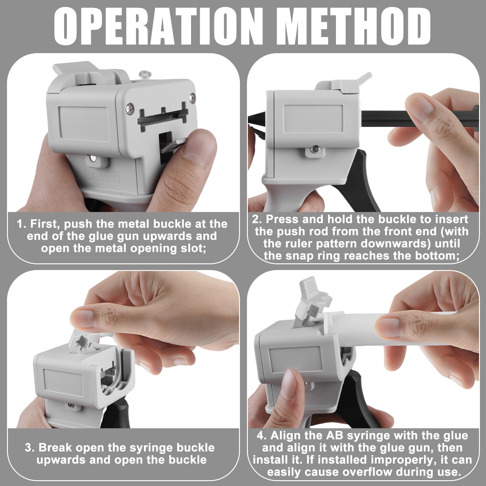 Pistola de pegamento epoxi, dosificadora de 50 ml para mezclar 1:1 y 2:1, mango adhesivo, para impresión dental y cartucho