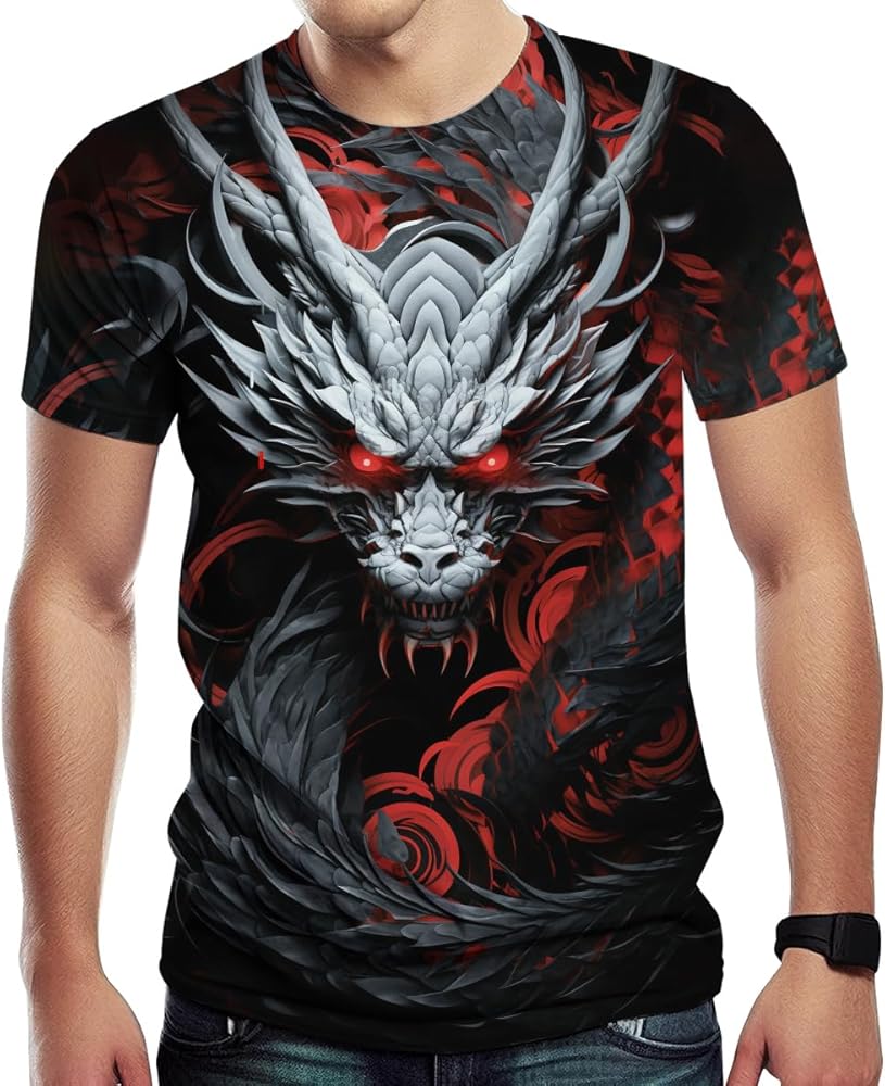 Novelty Dragon Graphic T-Shirts for Men 3D Animal Printed Shirts Summer Top
