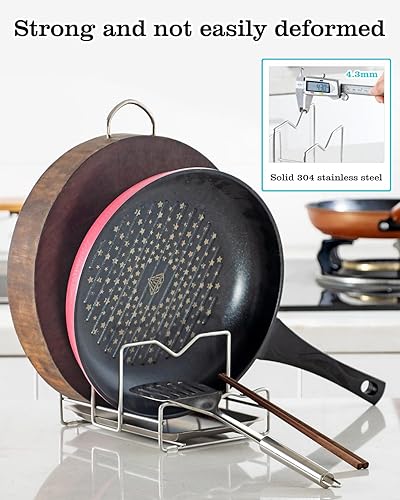 Miniatura 3 de YQh lid holders for pots and pans,Pot Lid Holder,Multifunctional Lid and Spoon Rest Rack with Drip Tray for Pot Lids,cutting board holder