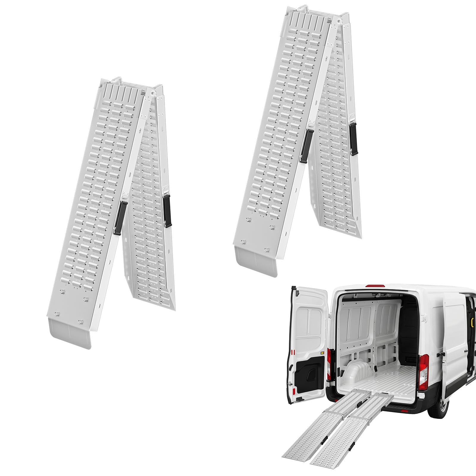 LILIIN 2 rampe di carico pieghevoli per auto, 400 kg, in acciaio zincato, capacità di carico in alluminio, 180 x 22,5 cm