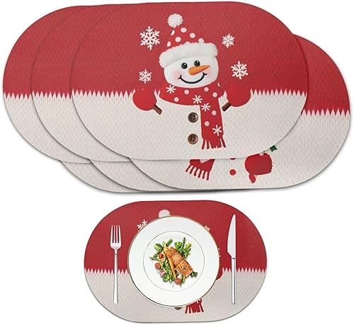 Miniatura 29 de Juego de 6 manteles individuales lavables para mesa de comedor, resistentes al calor, mesa de cocina, decoración del hogar, lavable, ovalada, de