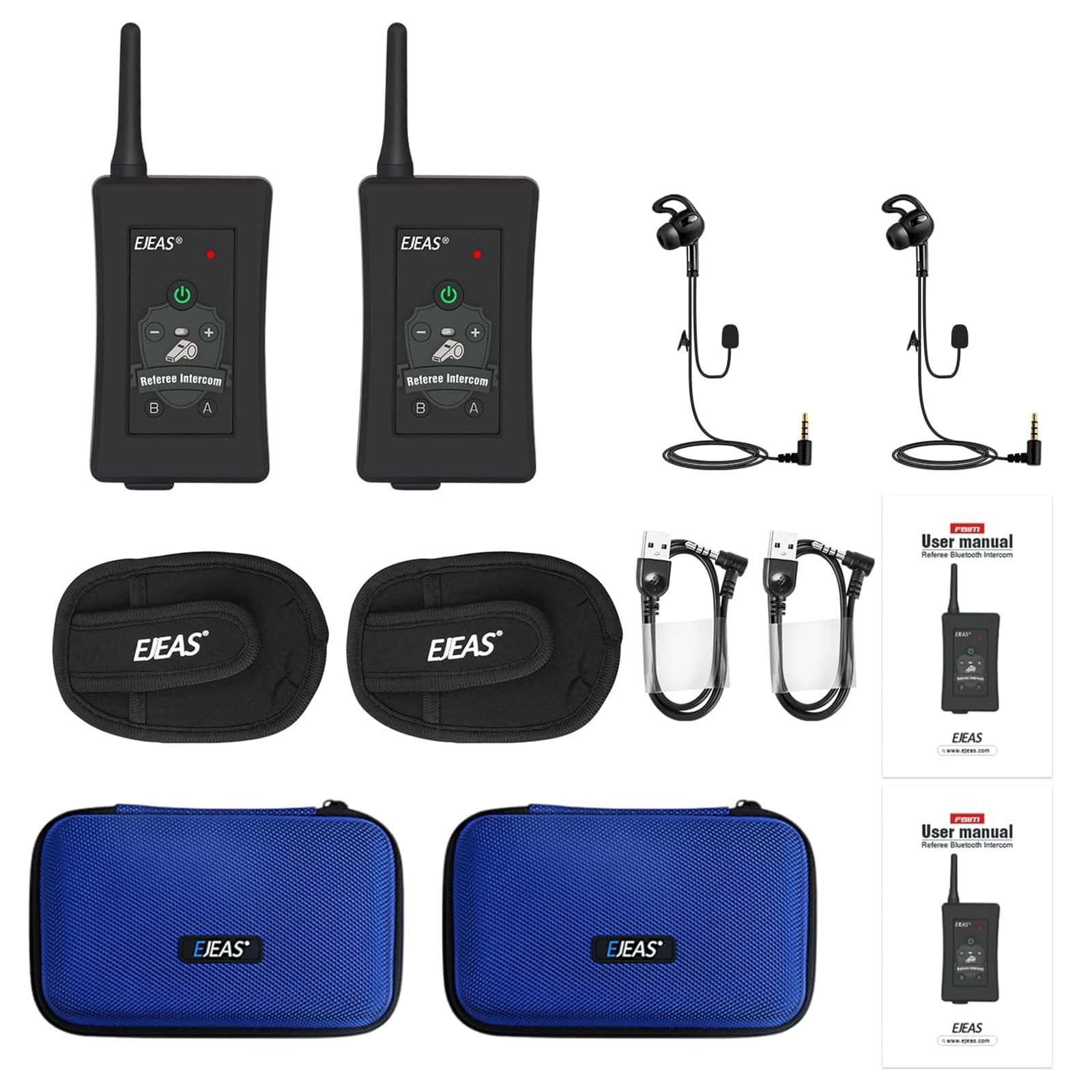 EJEAS FBIM Profesional Sistema de Comunicación con Intercomunicador Bluetooth 1500M 4 Personas Reducción de Ruido CVC Brazalete 2 Paquete