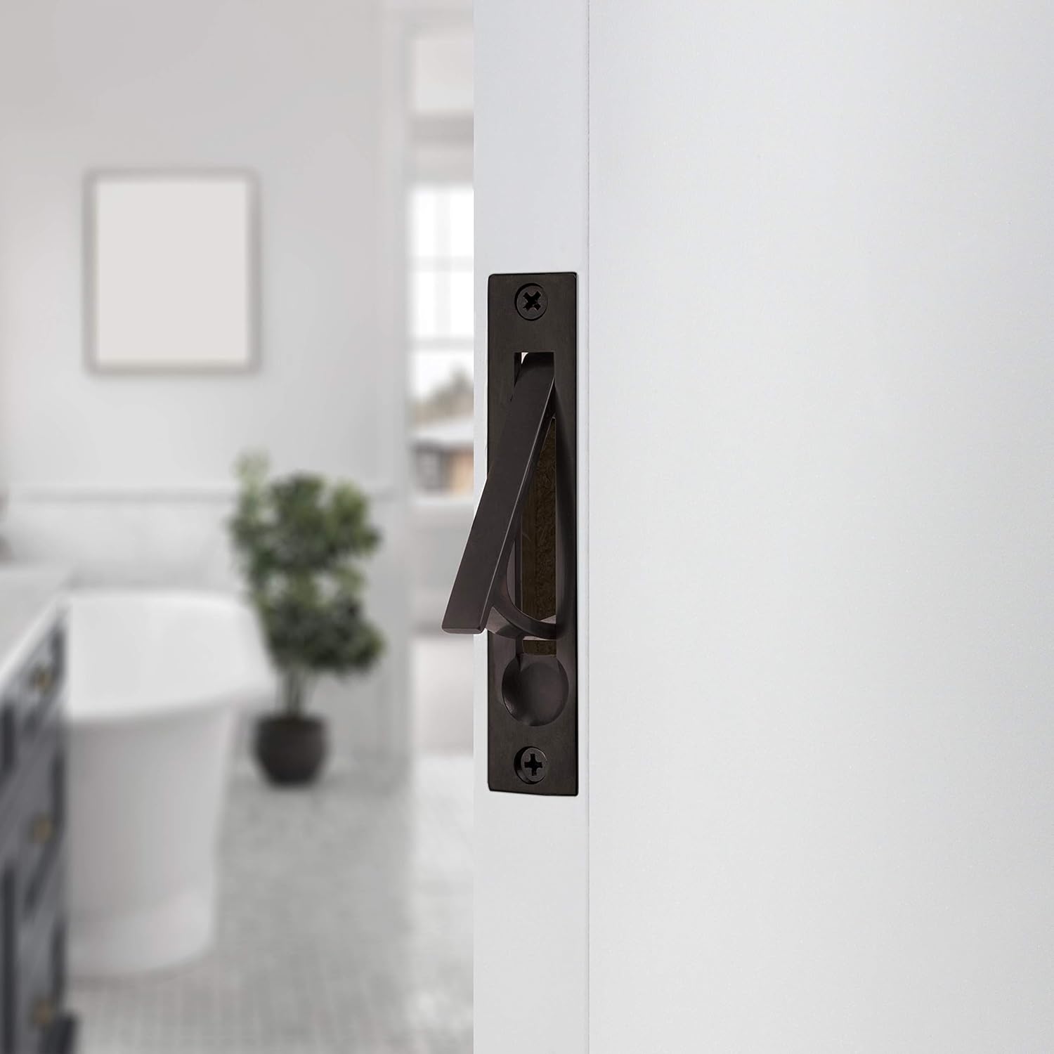 Baldwin Estate 0465.102 Narrow Solid Forged Brass Edge Pull in Oil Rubbed Bronze