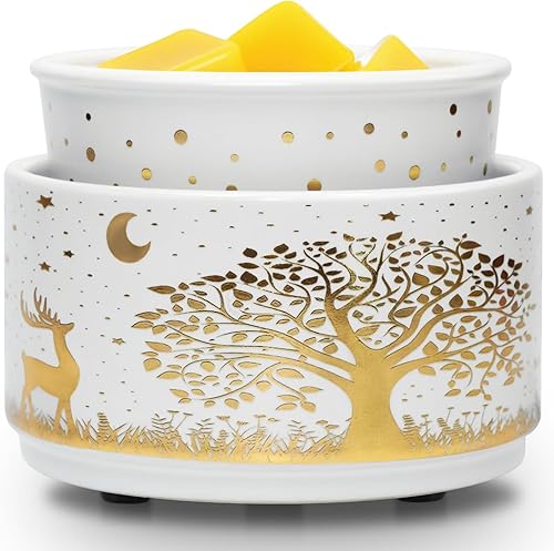 Quemador de cera perfumada eléctrica, calentador de cera de cerámica para derretir velas, quemador de cera 3 en 1, calentador de fragancia para