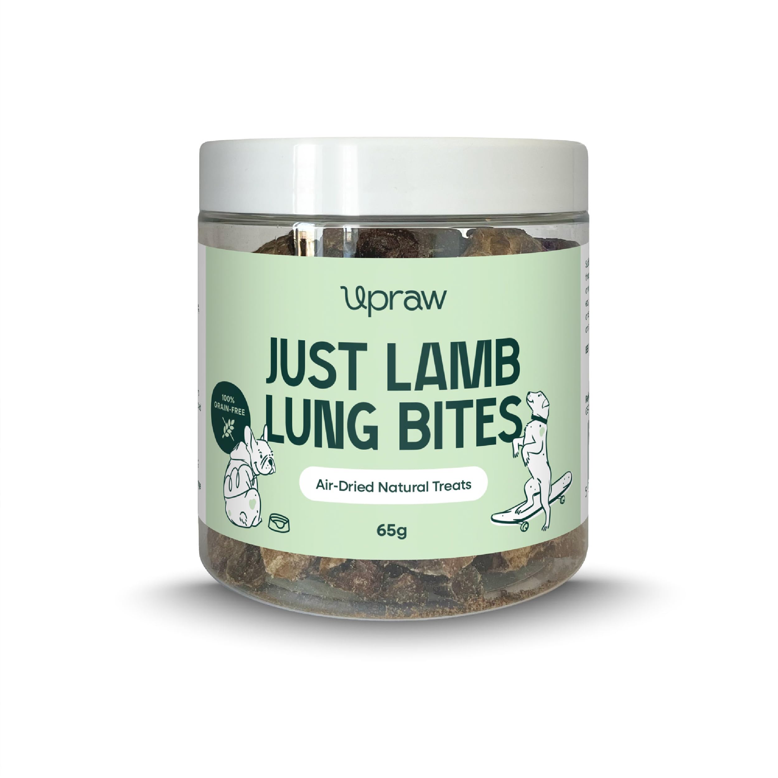 Natural Dog Training Bites in 65g, 100% Pure Meat Training Cubes - Natural Hypoallergenic - Grain Free - No additives or Preservatives (Lamb Lung)