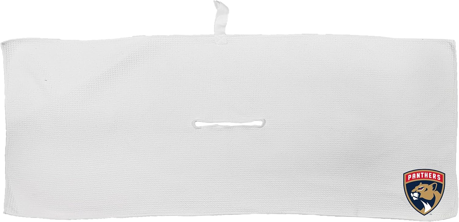 Team Golf NHL NHL Microfiber Towel - 16" X 40" (White) with Carabiner Clip, Premium Microfiber with Deep Waffle Pockets- Superior Water Absorption and Quick Dry Golf Cleaning Towel