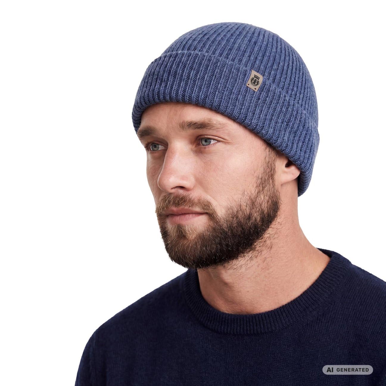 Roeckl Umschlagmütze mit Kaschmir Beanie Strickmütze Mütze Wollmütze Wintermütze Skimütze Damen/Herren - Umschlag, Umschlag Winter Herbst-Winter - One Size blau